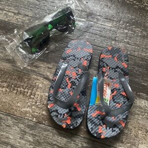 Kids Flip Flops Size 11/12 And Sunglasses New